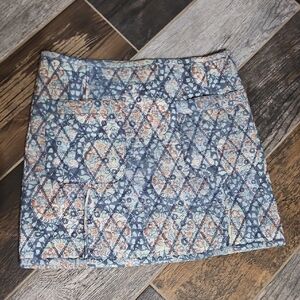 Free People Blue Quilted Patterned Skirt